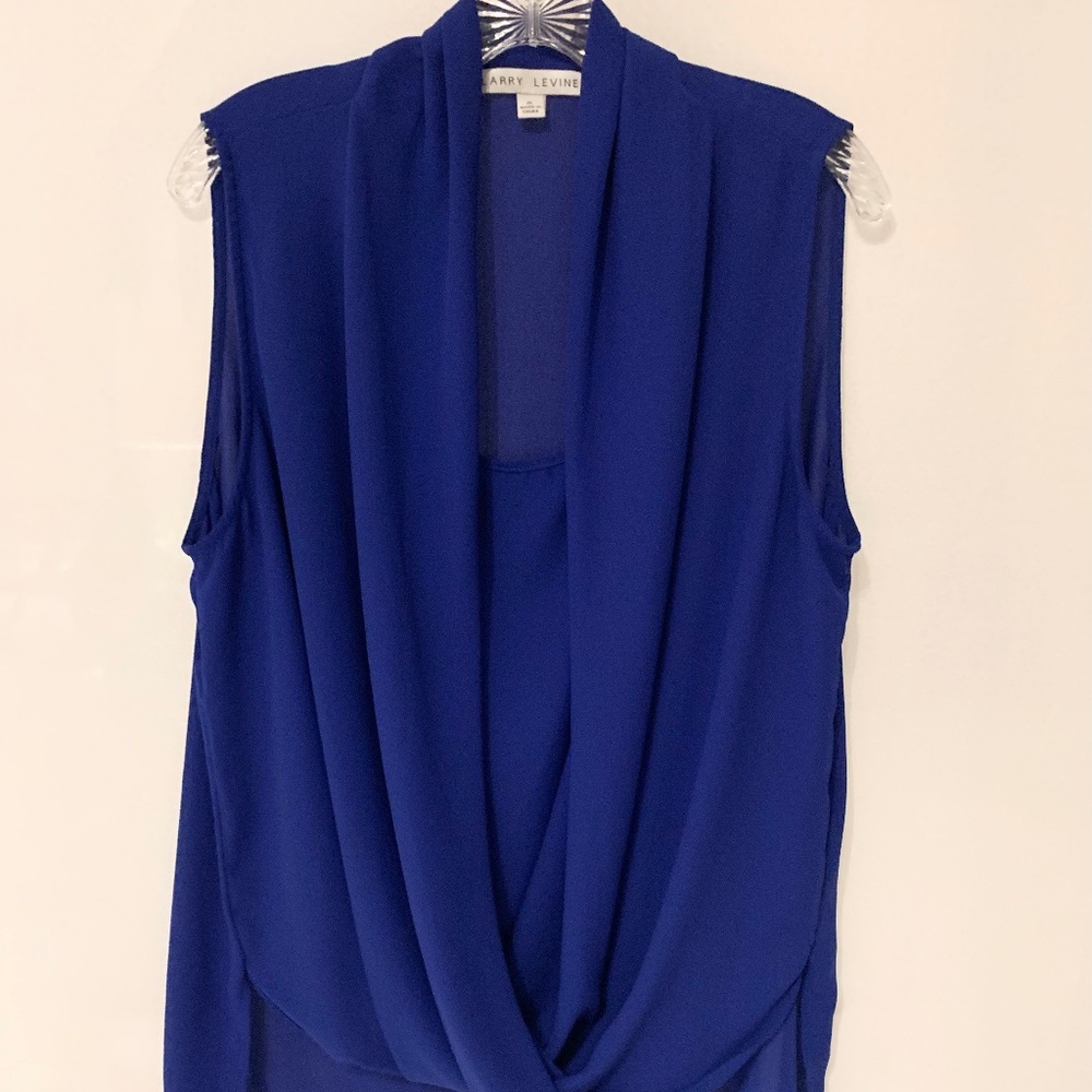 Larry Levine Royal Blue Sleeveless Blouse